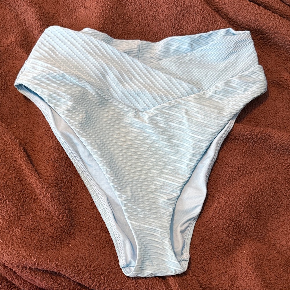 Aerie High-Waisted High Cut Cheeky Bikini Bottom- Aqua Blue